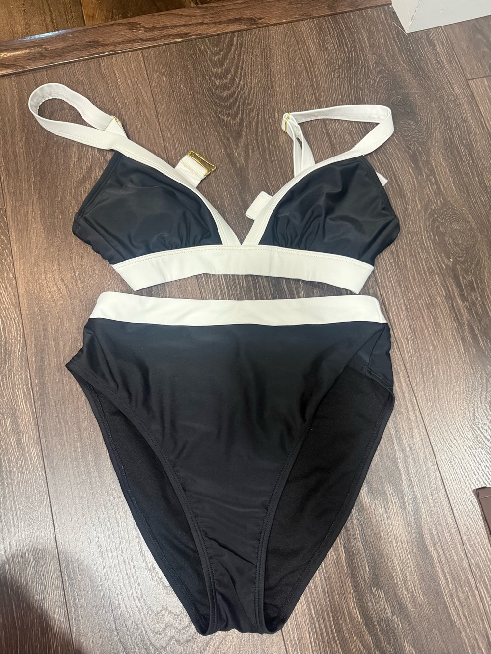 Classic Black and White Two-Piece Kids One-Piece Style Swim Set